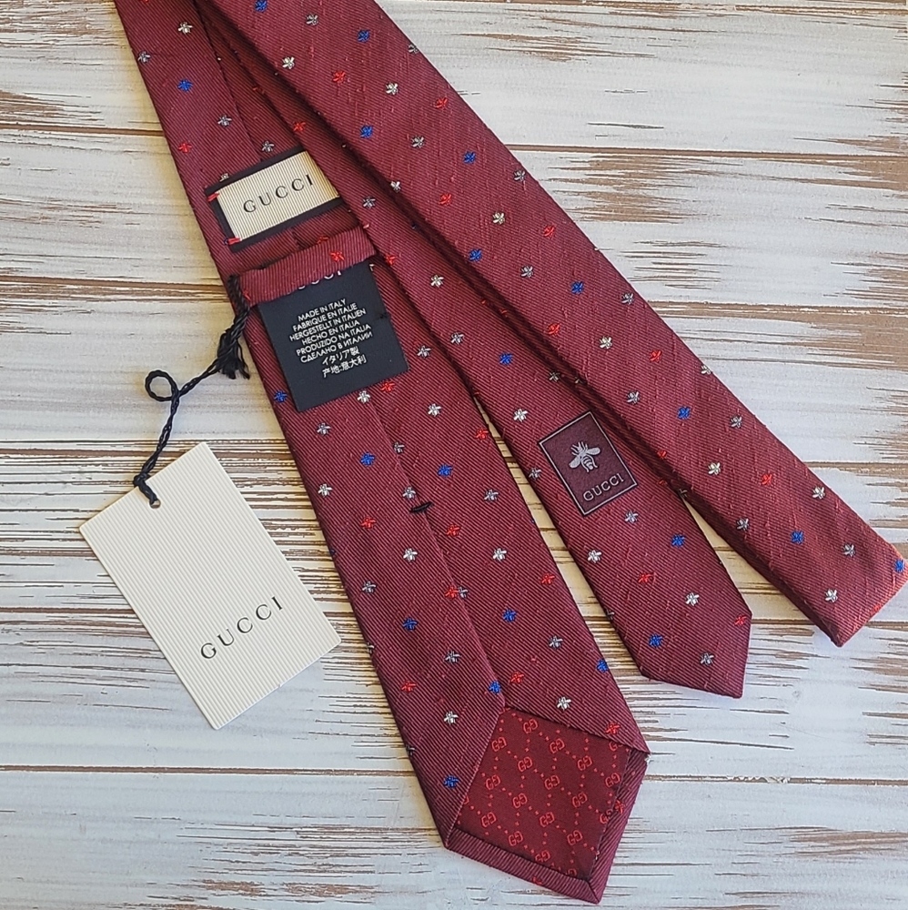 GUCCI Tie Red 'BEELOT' Tie New W/Tags 🐝
